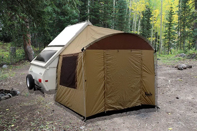 A-Frame Teardrop Trailer Side Tent Tan / Brown Trim