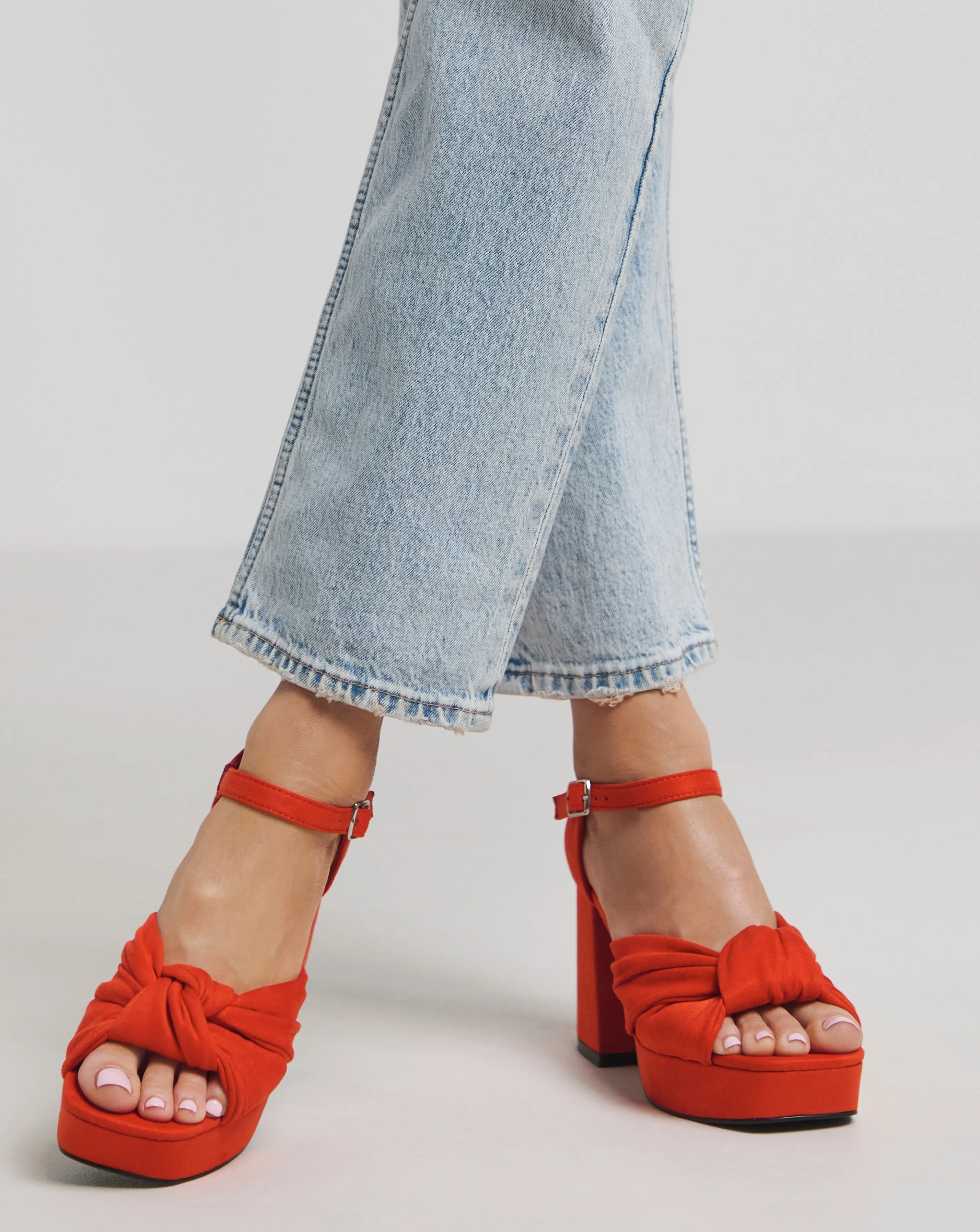 Agnes Knot Detail Platform Sandals Wide E Fit | Simply Be