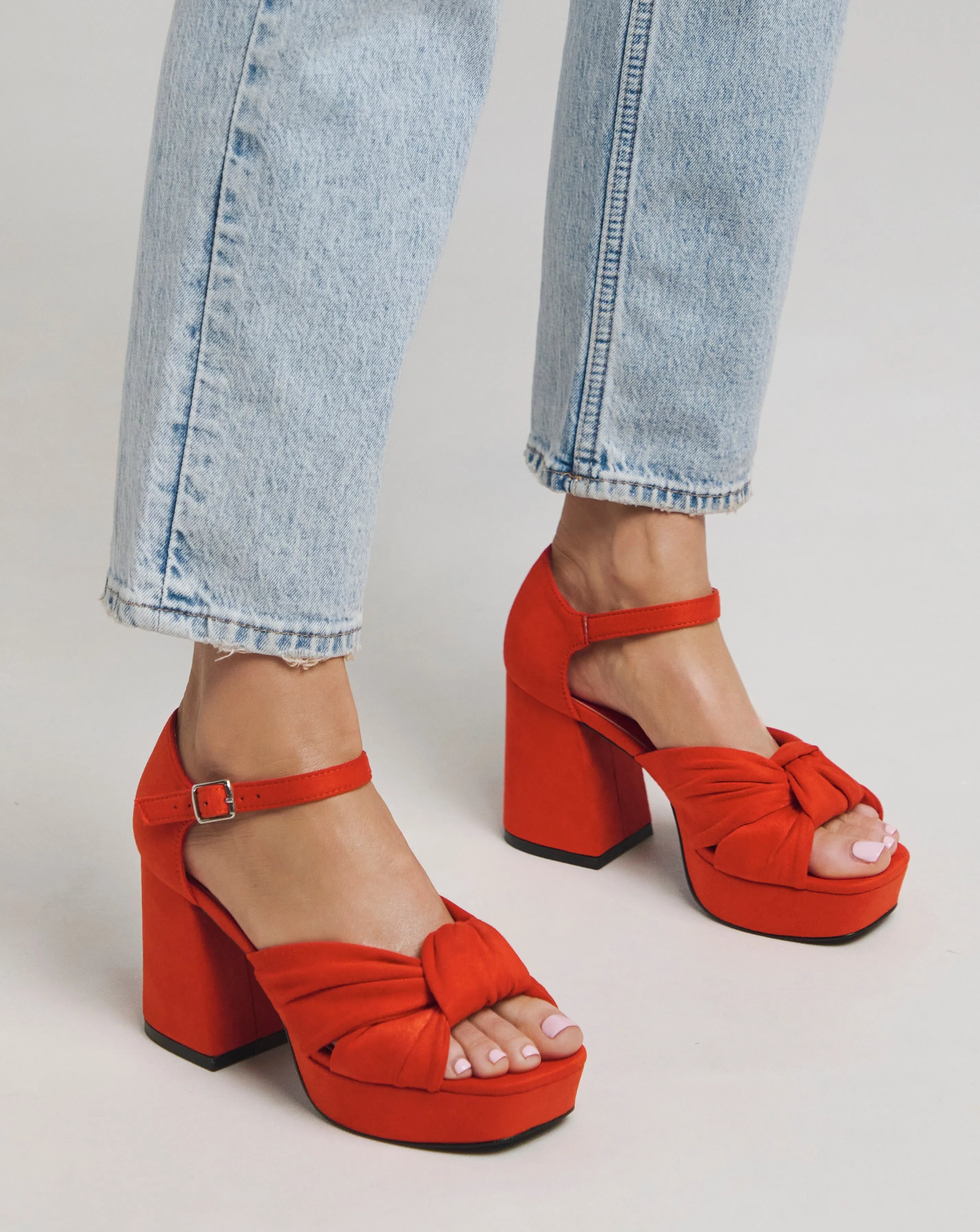 Agnes Knot Detail Platform Sandals Wide E Fit | Simply Be