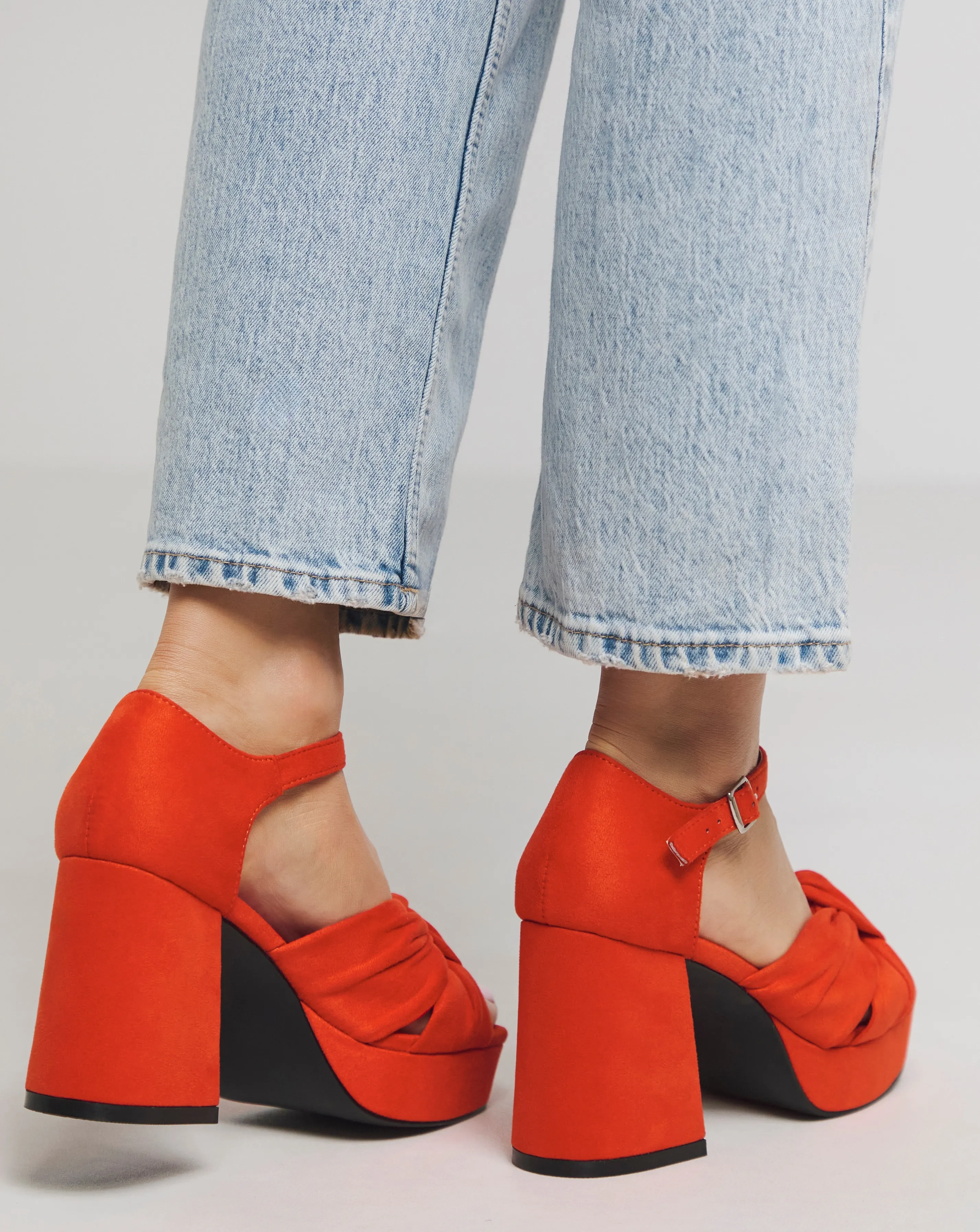 Agnes Knot Detail Platform Sandals Wide E Fit | Simply Be