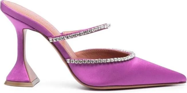 Amina Muaddi Gilda 95mm iridescent mules Purple