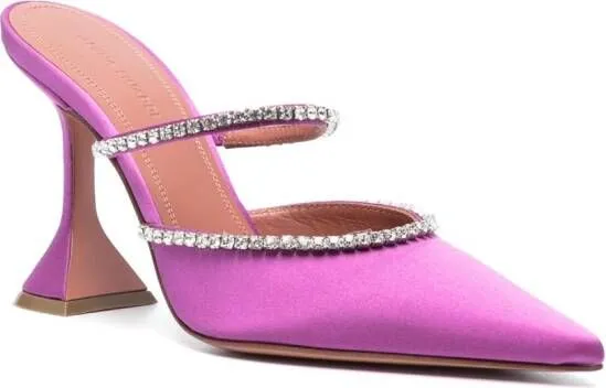 Amina Muaddi Gilda 95mm iridescent mules Purple