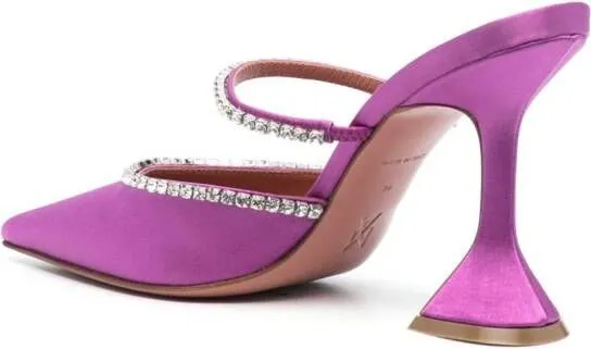 Amina Muaddi Gilda 95mm iridescent mules Purple