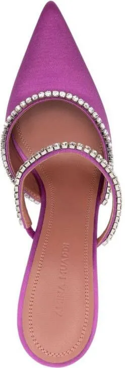 Amina Muaddi Gilda 95mm iridescent mules Purple