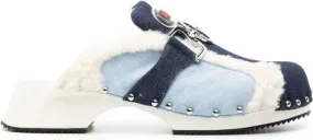 Ancuta Sarca faux-fur trim denim mules Blue