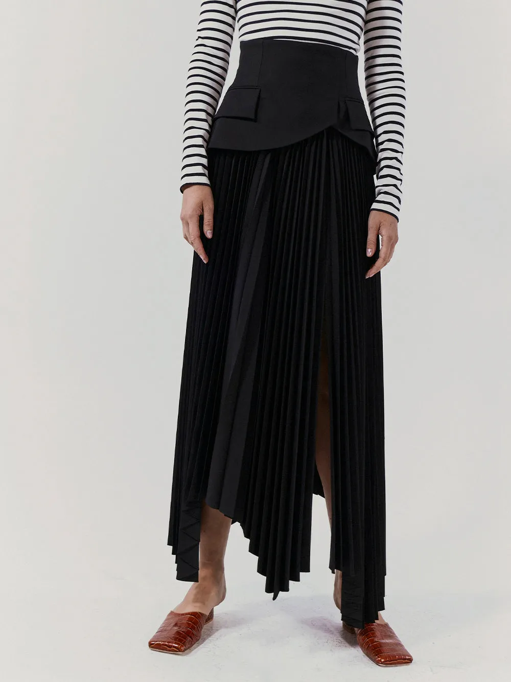 Basque Asymmetric Maxi Skirt