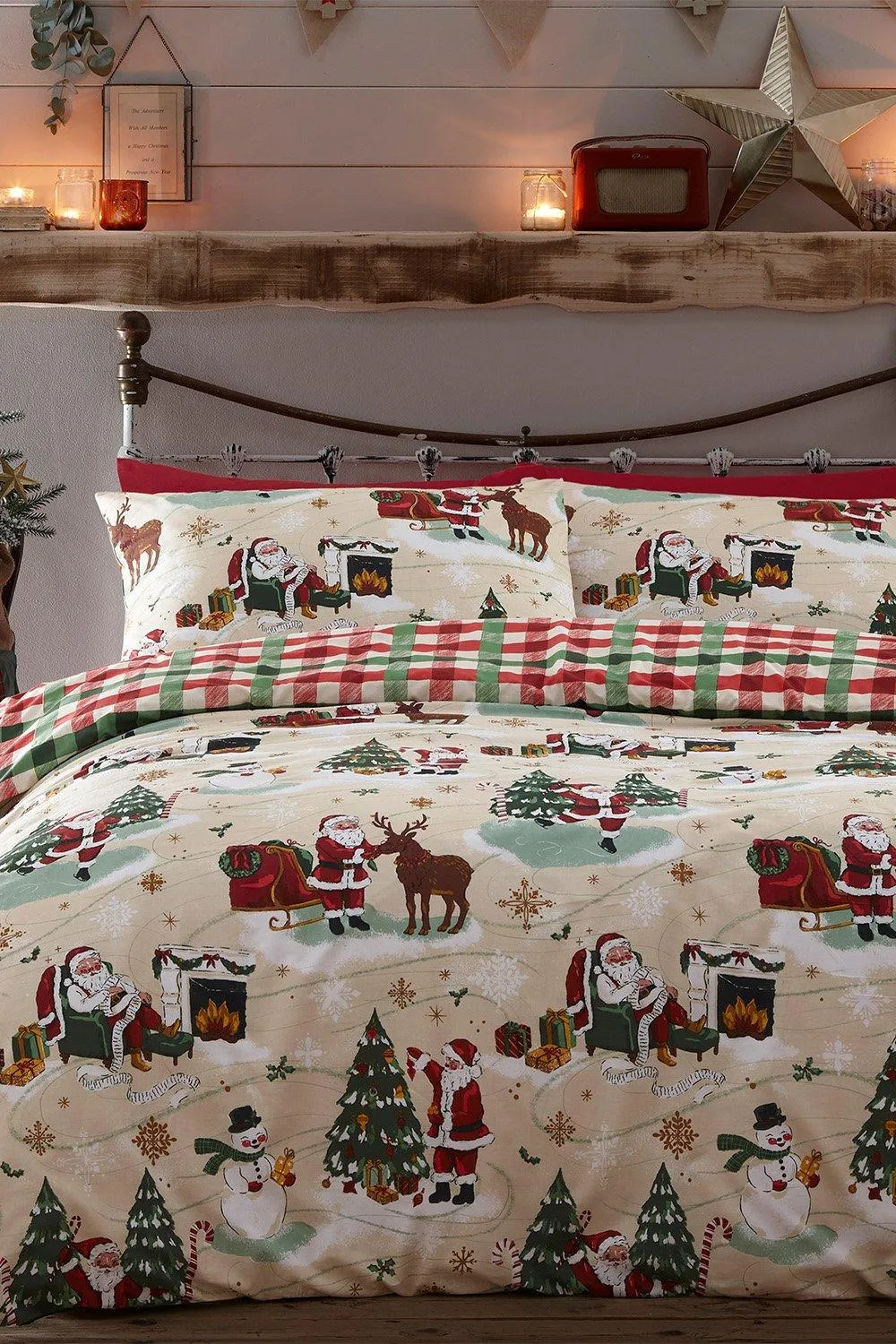 Bedding | Jolly Santa Christmas Reversible Duvet Cover Set | Furn