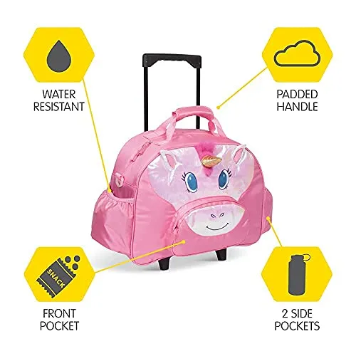 Bixbee Kids Rolling Suitcase and Backpack Set, Shark Luggage for Girls & Boys with Wheels, Telescoping Handle, Adjustable Straps