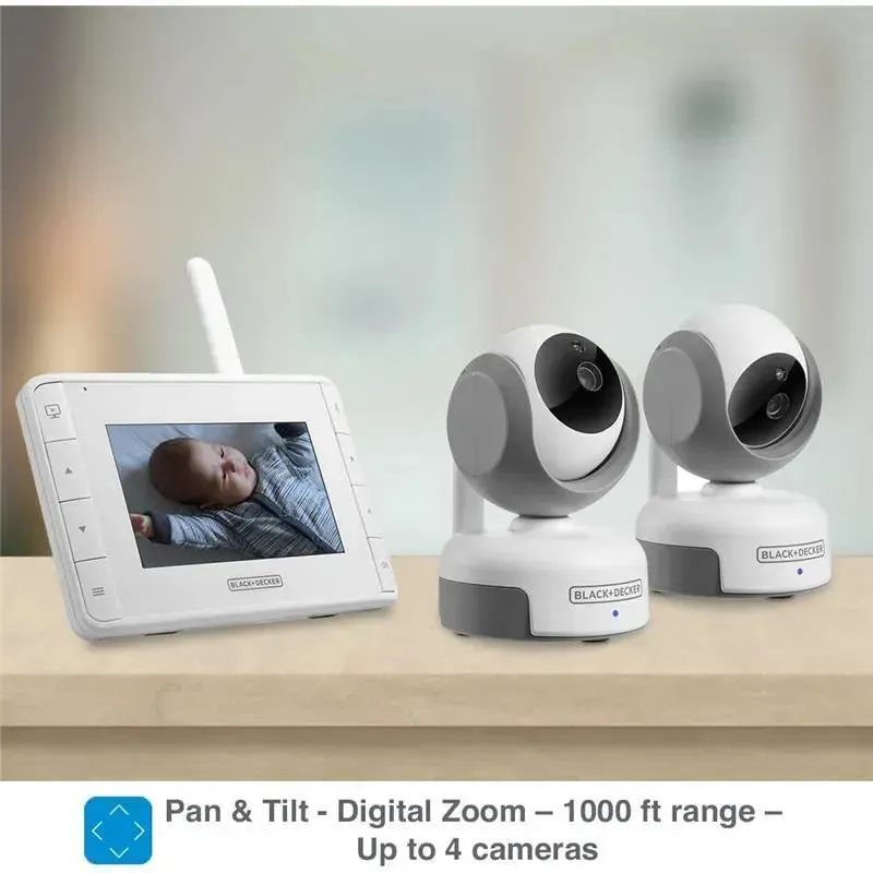 Black + Decker - 4.3 Digital Video Baby Monitor with Pan-Tilt-Zoom Camera