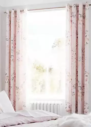 Catherine Lansfield Canterbury Blush Glitter Pair of Eyelet Lined Curtains | Kaleidoscope