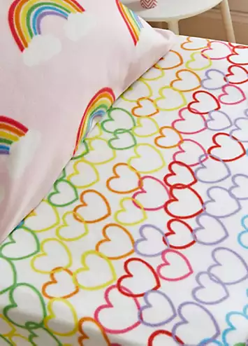 Catherine Lansfield Kids Rainbow Hearts Cosy Fleece Fitted Sheet | Kaleidoscope