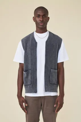 CHARCOAL ACID WASH KNIT VEST