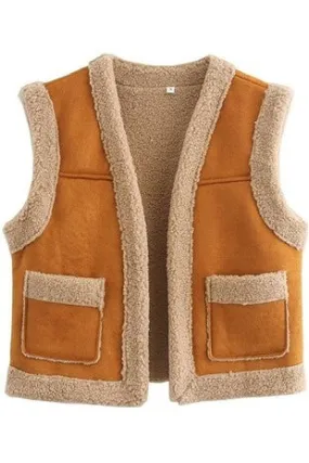 Chelsie Sherpa Lined Suede Vest