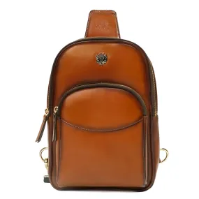 Chest single Shoulder Diagonal Cross Body Tan Leather Bag