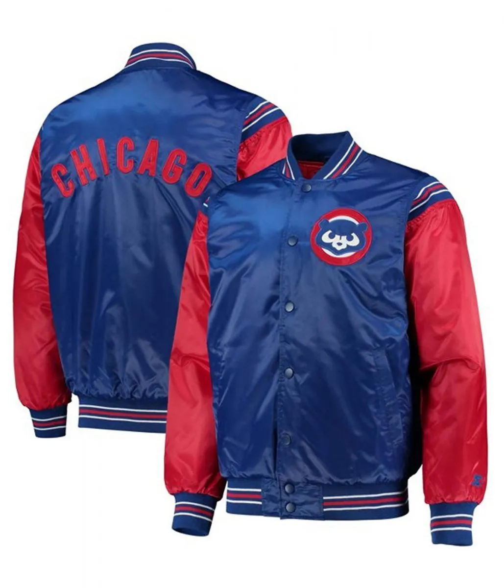 Chicago Cubs Starter Royal Blue and Red Satin Jacket