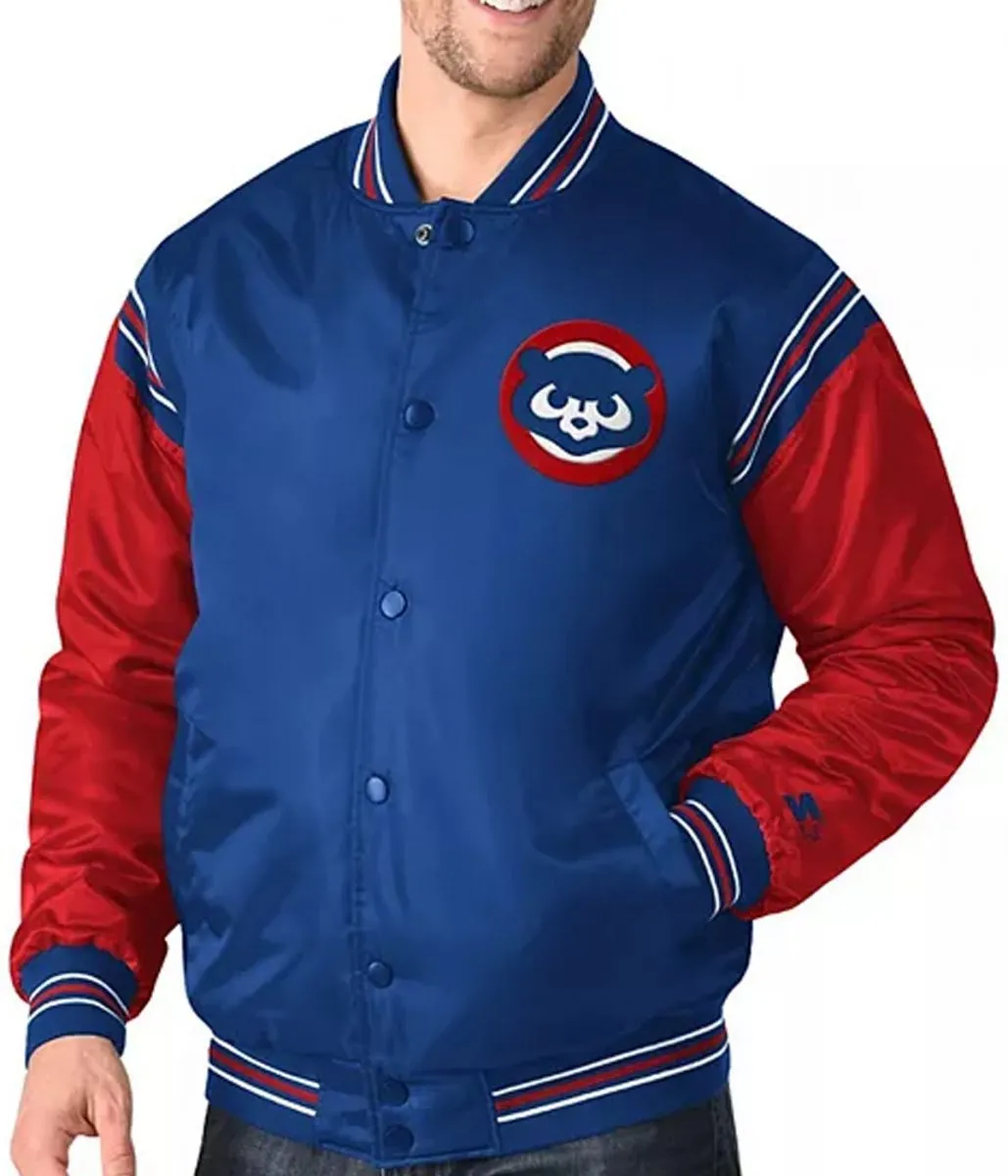 Chicago Cubs Starter Royal Blue and Red Satin Jacket