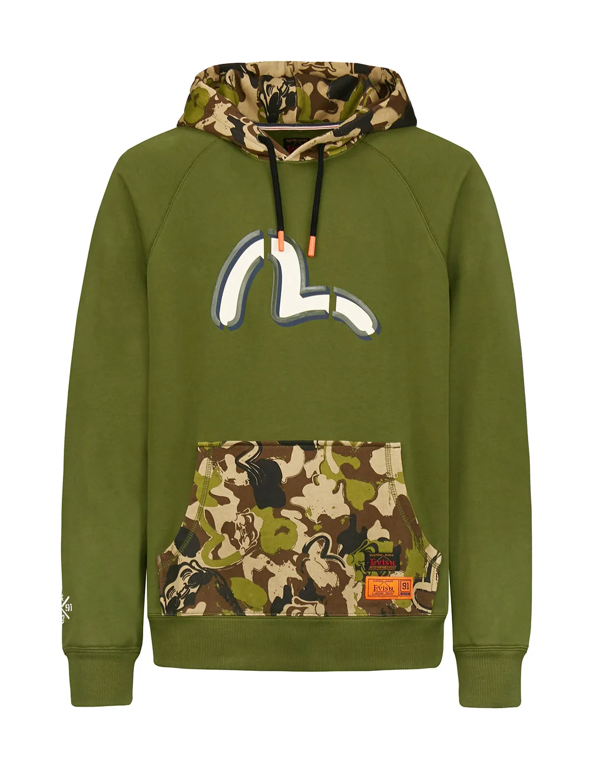 Color-blocking Seagull Print Hoodie