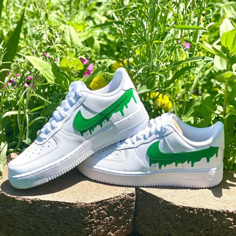 Custom Green Nike Drip Air Force Ones