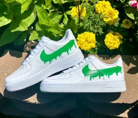 Custom Green Nike Drip Air Force Ones