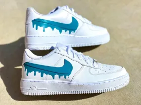 Custom Lake Blue Nike Drip Air Force Ones