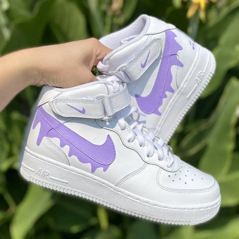 Custom Light Purple Nike Drip Air Force Ones