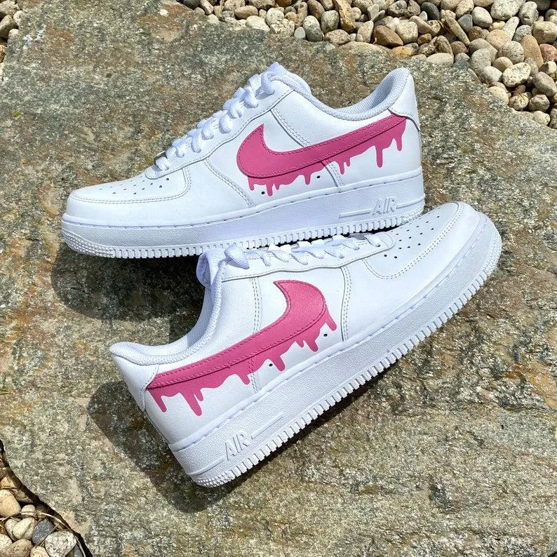 Custom Pink Nike Drip Air Force Ones