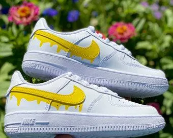 Custom Yellow Nike Drip Air Force Ones