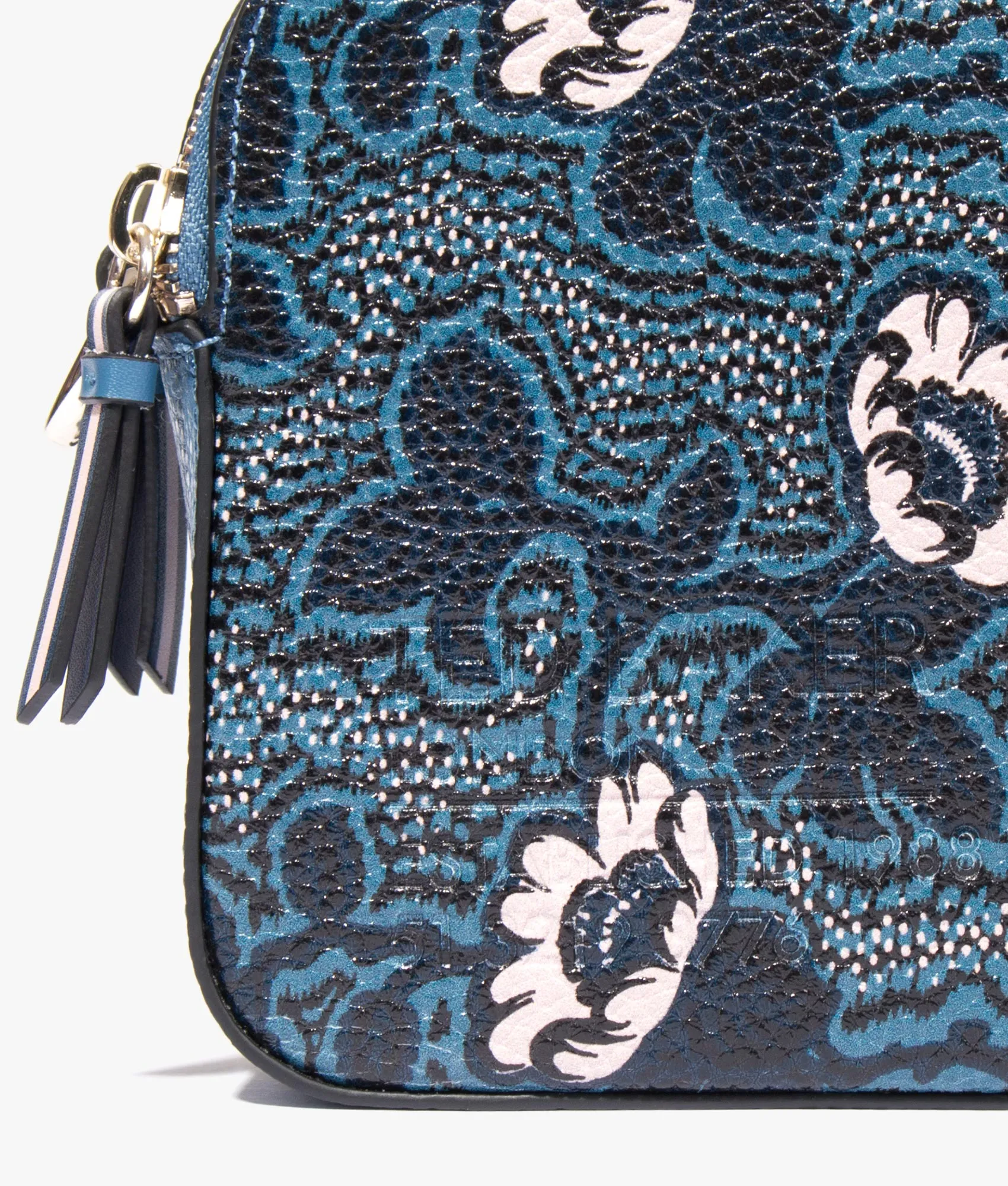 Darlino graphic floral print camera bag in blue