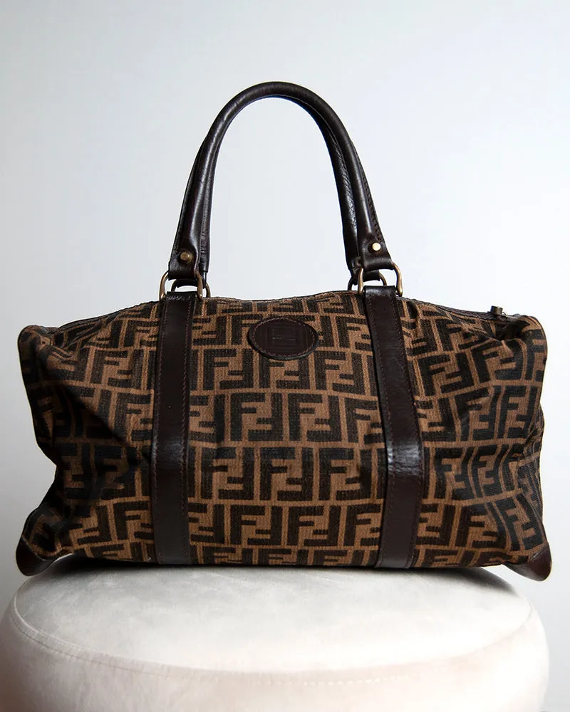 Fendi Zucca brown boston bag