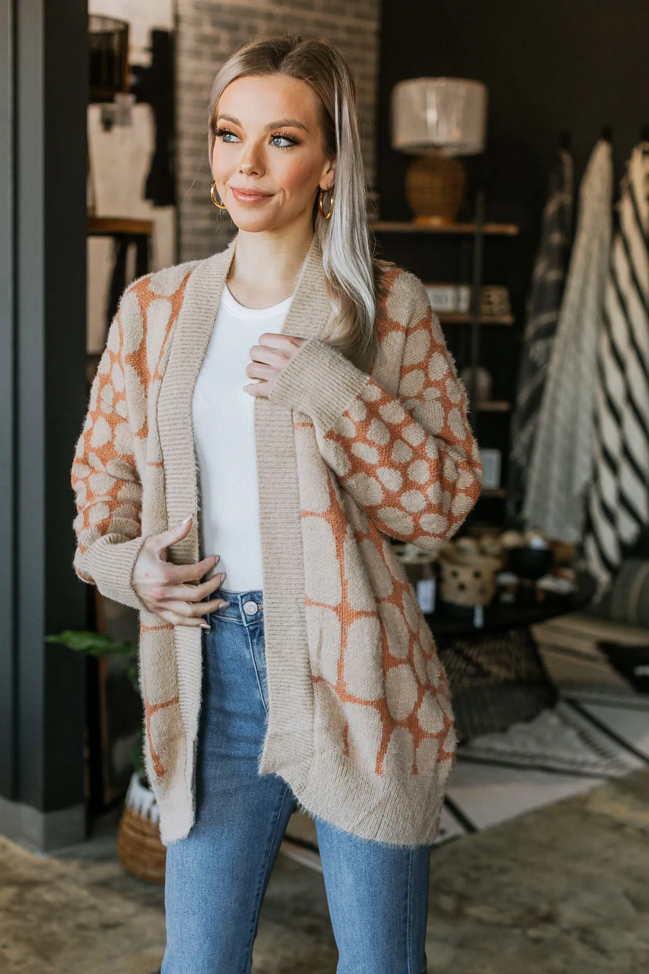 Fluffy Pattern Cardigan