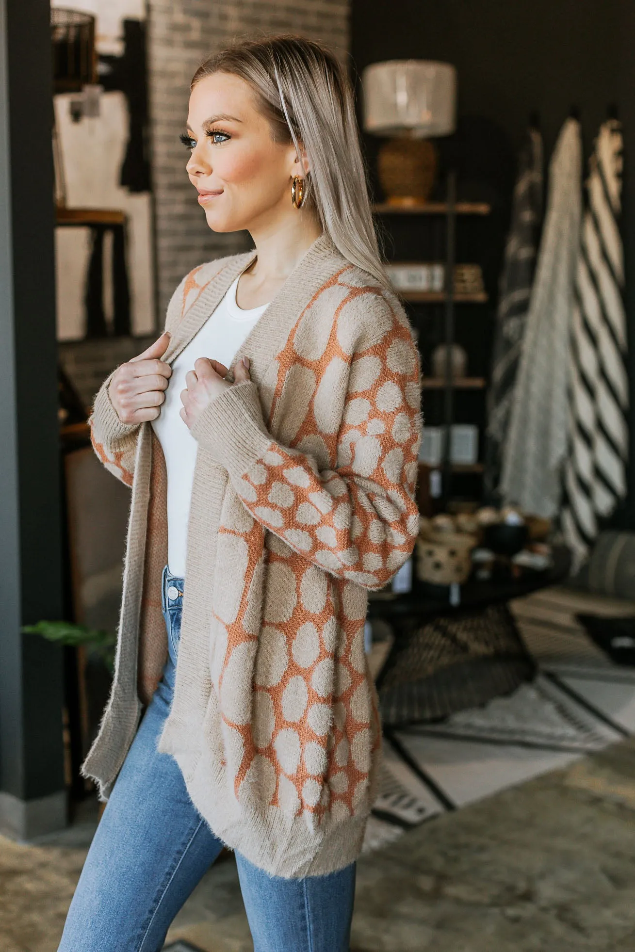 Fluffy Pattern Cardigan