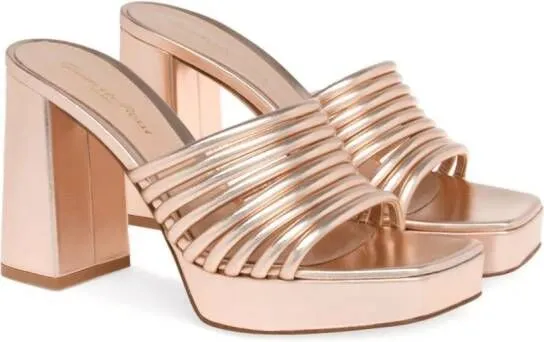 Gianvito Rossi Lena 70mm metallic leather mules Neutrals