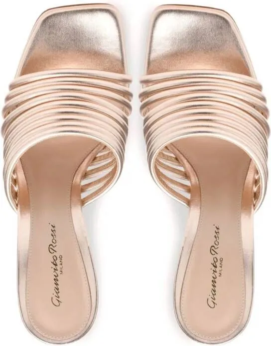 Gianvito Rossi Lena 70mm metallic leather mules Neutrals