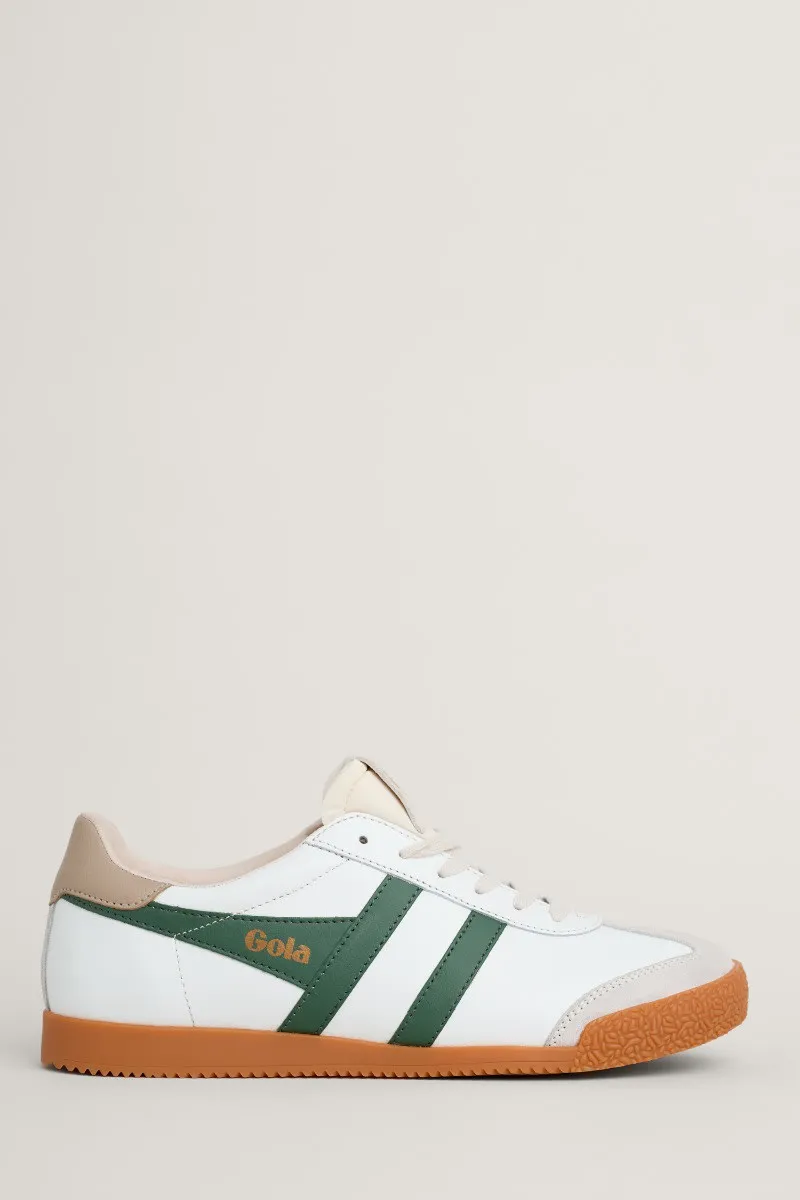 Gola Elan Leather Trainers - White and Evergreen