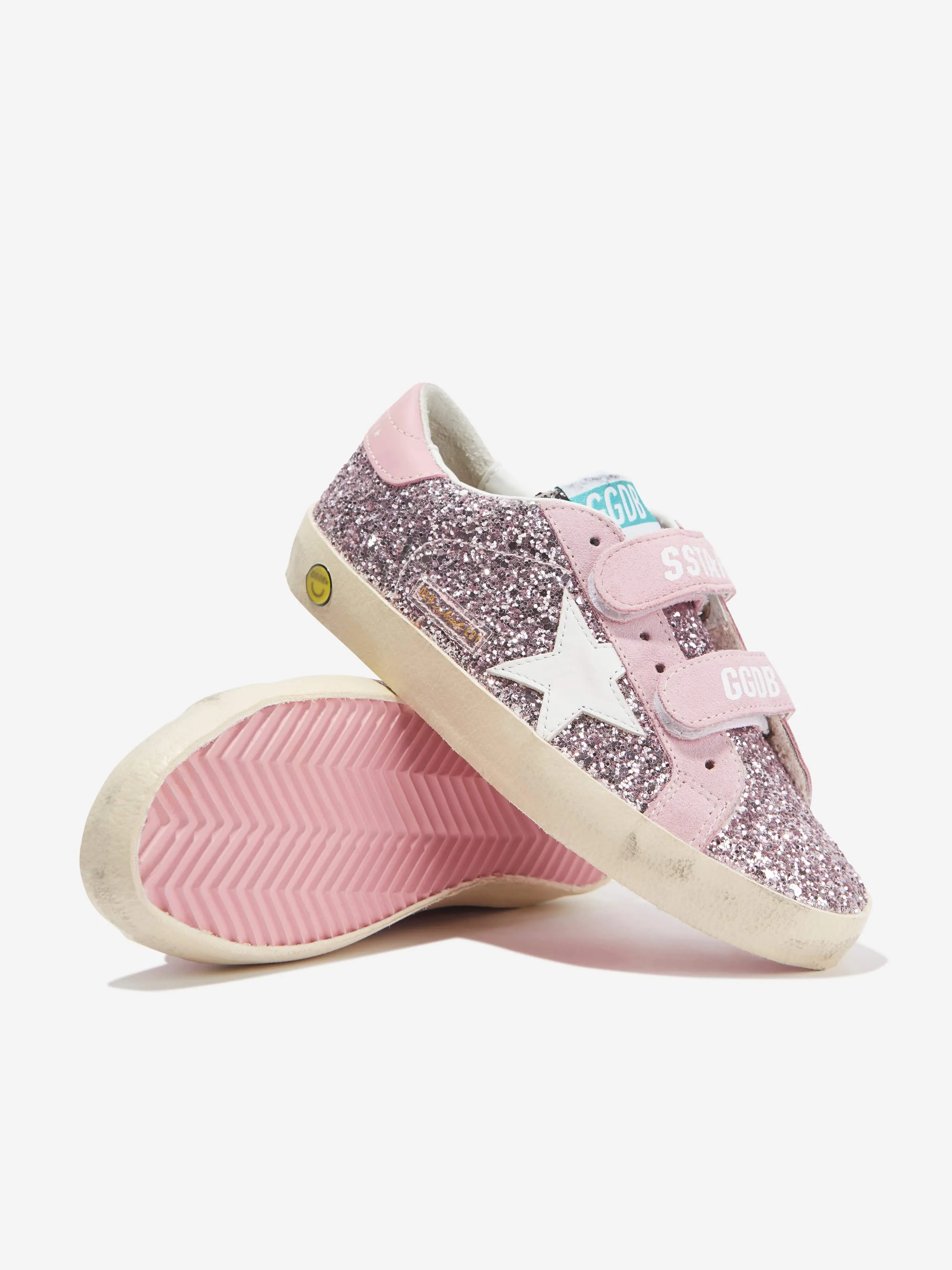 Golden Goose Girls Glitter And Leather Old School Trainers in Pink