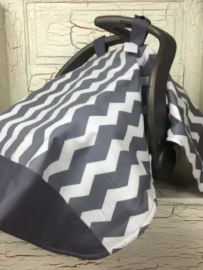 Gray and White Chevron Gray Carseat Tent