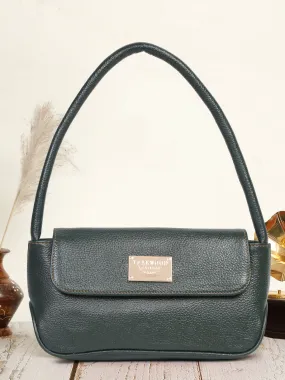 Green Leather Structured Shoulder Bag