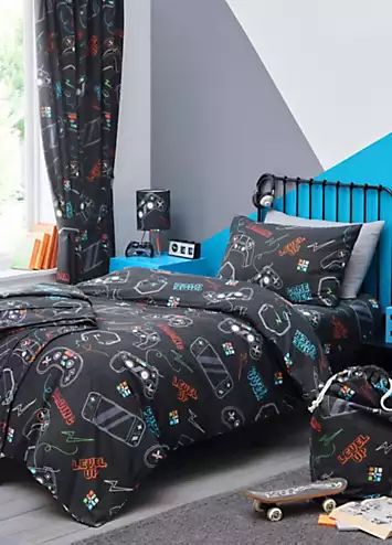 Happy Linen Co. Gaming Glow in the Dark Reversible Duvet Cover Set | Kaleidoscope