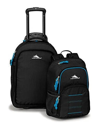 High Sierra Ultimate Access 2.0 Carry On Wheeled Backpack, Black/Blue Print