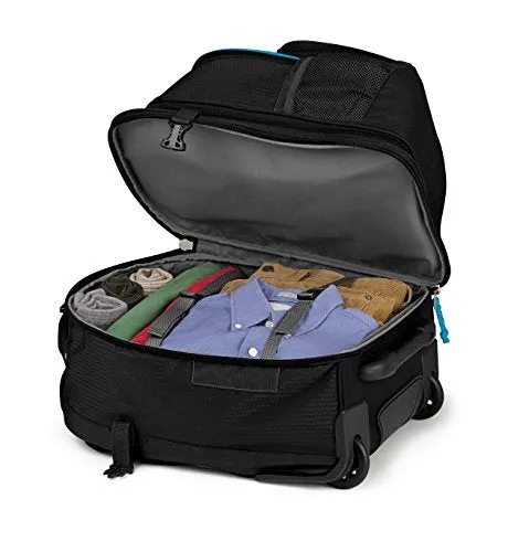 High Sierra Ultimate Access 2.0 Carry On Wheeled Backpack, Black/Blue Print