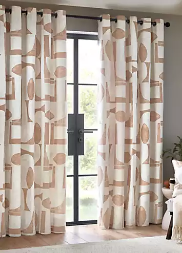 Hoem Carro Lined Pair of Eyelet Curtains | Kaleidoscope