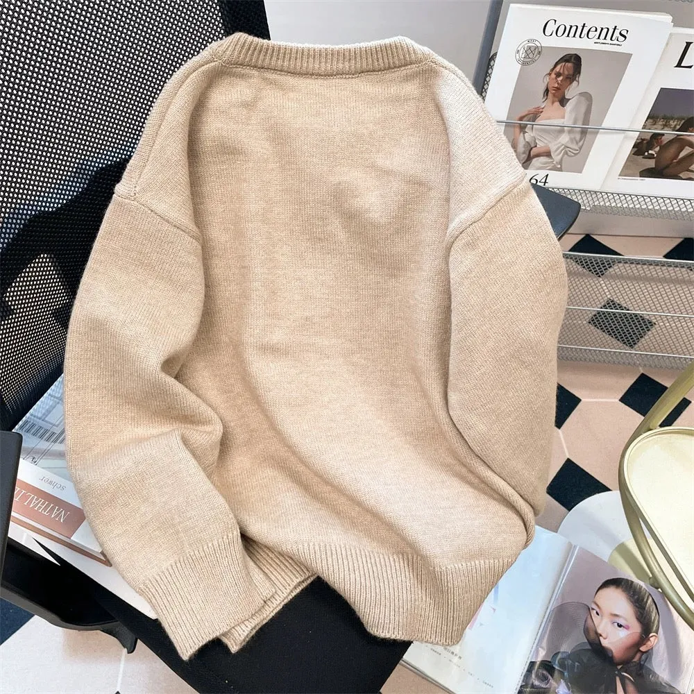 Japanese college style cat horn button sweater cardigan women's autumn and winter sweet and cute knitted jacket top