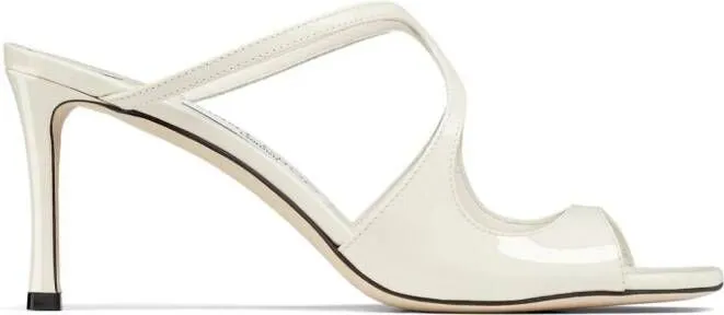 Jimmy Choo Anise 75mm patent-leather mules White