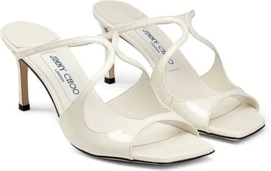 Jimmy Choo Anise 75mm patent-leather mules White