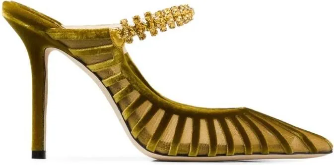 Jimmy Choo Bing 100mm crystal-embellished mules Yellow