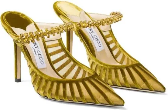 Jimmy Choo Bing 100mm crystal-embellished mules Yellow