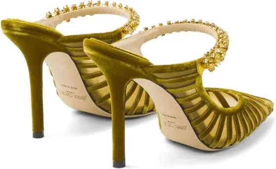 Jimmy Choo Bing 100mm crystal-embellished mules Yellow