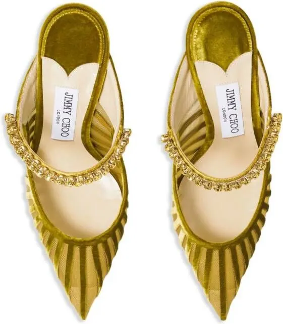 Jimmy Choo Bing 100mm crystal-embellished mules Yellow