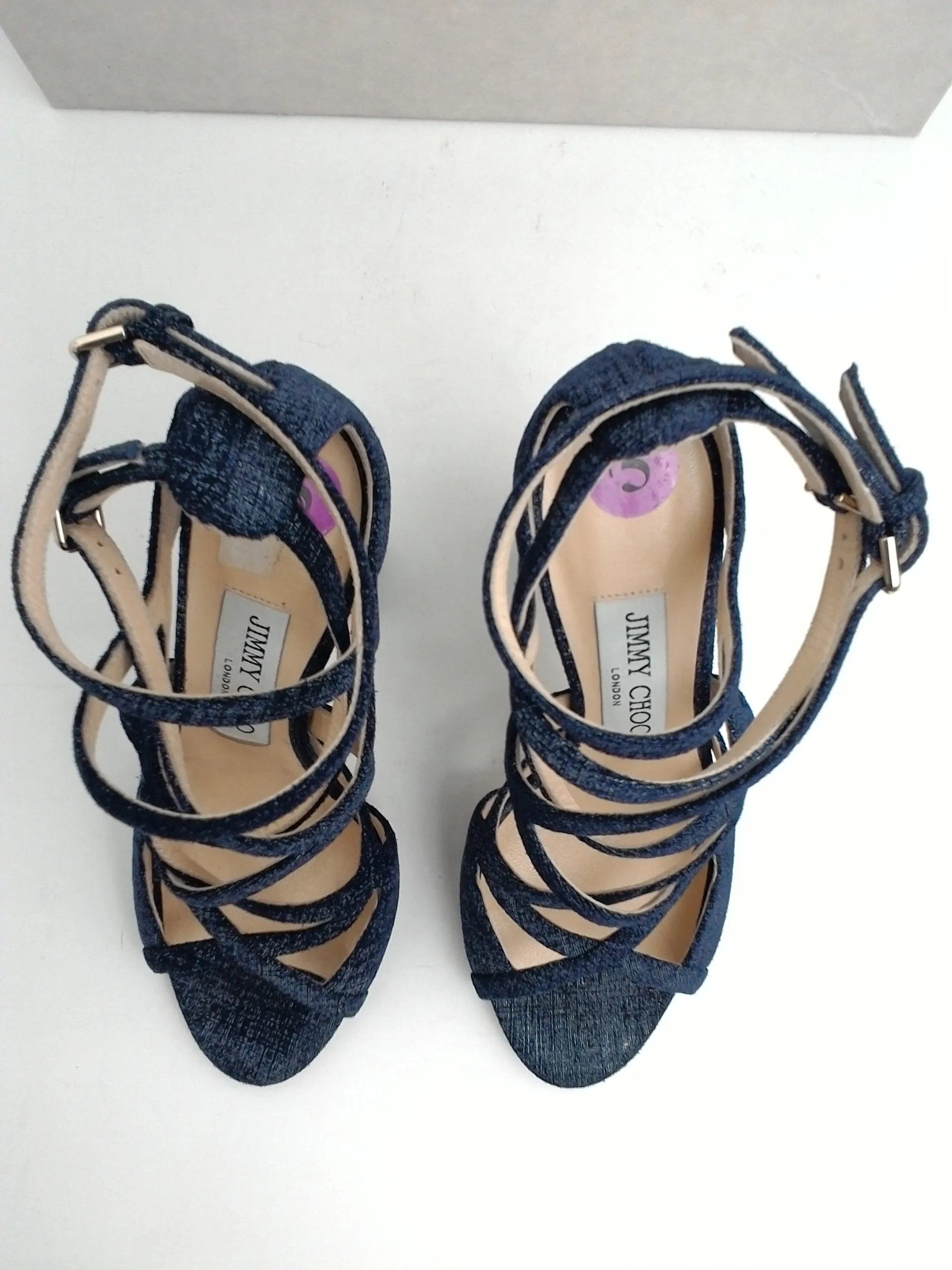 Jimmy Choo Women's Veto Dark Blue Heeled Sandals Size 35