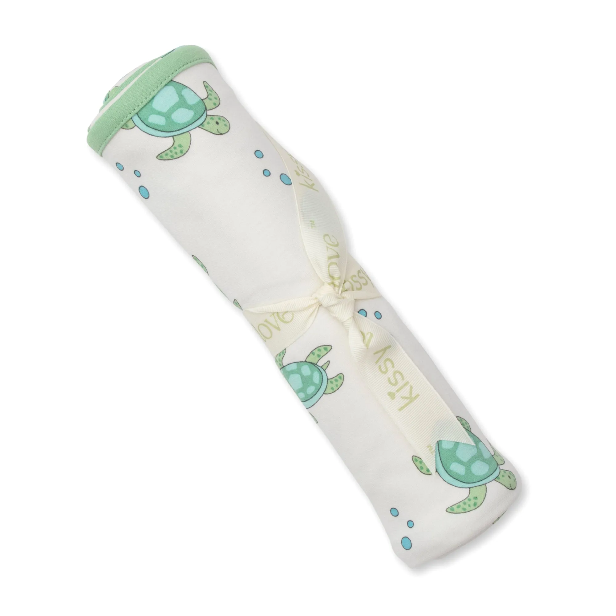 Kissy Kissy Kids New Born Boy's White & Green Blanket